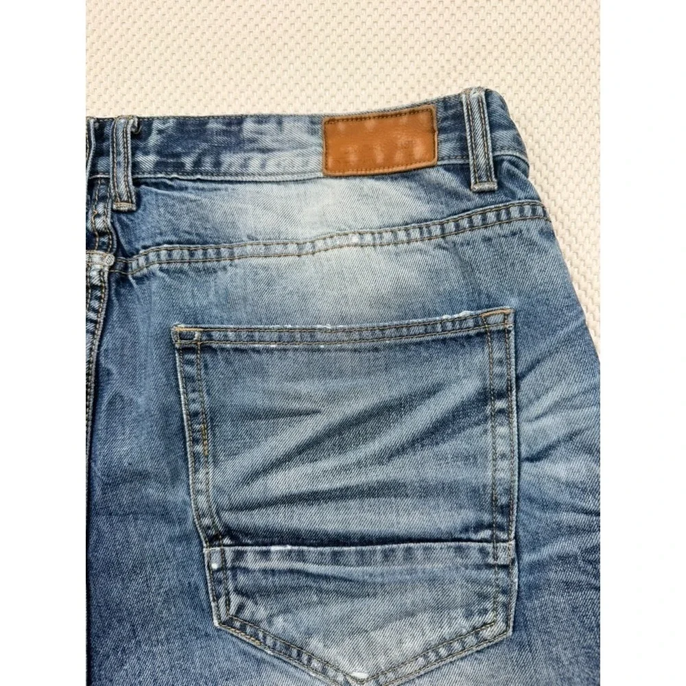 Smoke Rise Men's Slim Fit Jeans Size 40 Medium Wash Distressed Streetwear Denim